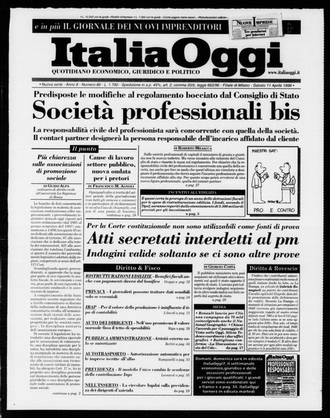 Italia oggi : quotidiano di economia finanza e politica